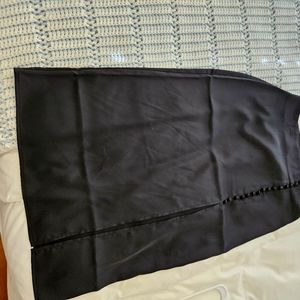 Forever 21 Black Satin Button Front Skit Midi Skirt S